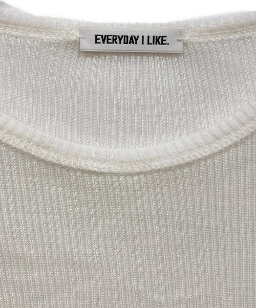 EVERYDAY I LIKE.（エヴリデイ アイ ライク）EVERYDAY I LIKE. (エヴリデイ アイ ライク) テレコ ロングスリーブ プルオーバー ホワイト サイズ:Fの古着・服飾アイテム