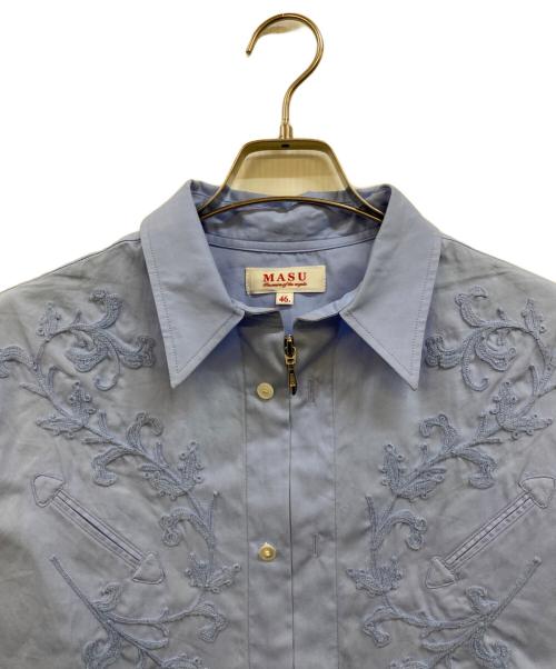 masu（エムエーエスユー）MASU (エムエーエスユー) RODEO ZIP-UP DRESS SHIRT ブルー サイズ:46の古着・服飾アイテム