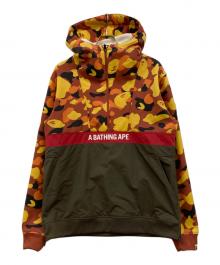 A BATHING APE（アベイシングエイプ）の古着「1ST CAMO HALF ZIP PULLOVER HOODIE」｜オレンジ