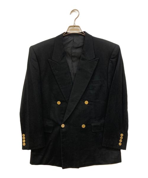 Christian Dior MONSIEUR（クリスチャンディオールムッシュ）Christian Dior MONSIEUR (クリスチャンディオールムッシュ) ロゴ金釦 カシミヤダブルジャケット ブラック サイズ:A4の古着・服飾アイテム