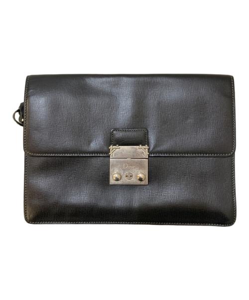 Christian Dior（クリスチャン ディオール）Christian Dior (クリスチャン ディオール) タイガレザー セカンドバッグ ブラックの古着・服飾アイテム