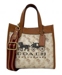 COACH（コーチ）の古着「Dempsey Leather Animal Print Handbag」｜ブラウン×ブラック