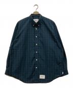WTAPSダブルタップス）の古着「Bd 03 / LS / Cotton. Broadcloth. Textile OF ”GREEN”」｜グリーン×ネイビー