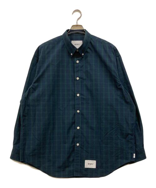 WTAPS（ダブルタップス）WTAPS (ダブルタップス) Bd 03 / LS / Cotton. Broadcloth. Textile OF ”GREEN” グリーン×ネイビー サイズ:3の古着・服飾アイテム