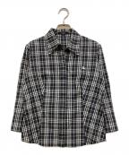 BURBERRY LONDONバーバリーロンドン）の古着「チェックシャツ」｜ホワイト×ブラック