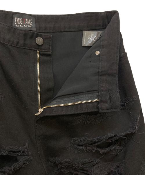 EMOSTANCECLUB（エモスタンスクラブ）EMOSTANCECLUB (エモスタンスクラブ) destroyed baggy wide jeans ブラック サイズ:1の古着・服飾アイテム