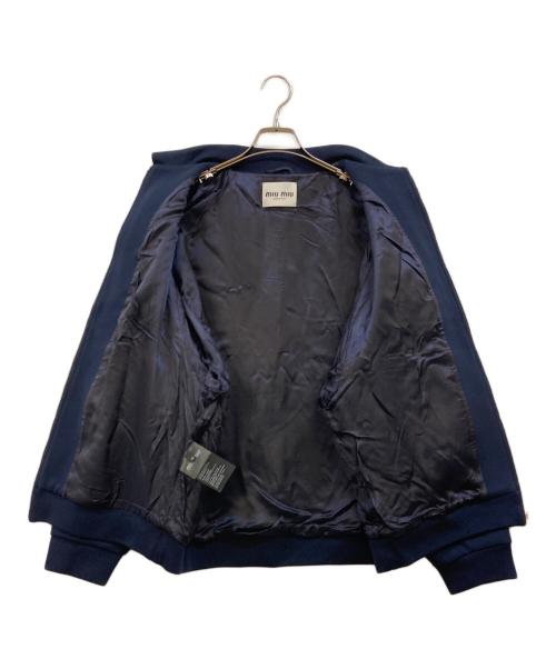 MIU MIU（ミュウミュウ）MIU MIU (ミュウミュウ) ボンデッドピケとテクニカルジャージーのブルゾンジャケット ネイビー サイズ:40の古着・服飾アイテム