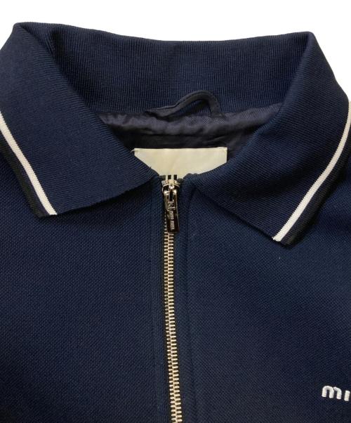 MIU MIU（ミュウミュウ）MIU MIU (ミュウミュウ) ボンデッドピケとテクニカルジャージーのブルゾンジャケット ネイビー サイズ:40の古着・服飾アイテム