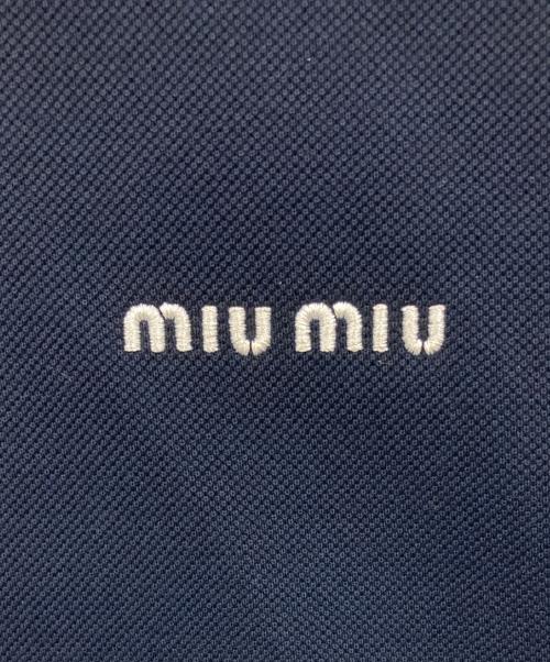 MIU MIU（ミュウミュウ）MIU MIU (ミュウミュウ) ボンデッドピケとテクニカルジャージーのブルゾンジャケット ネイビー サイズ:40の古着・服飾アイテム
