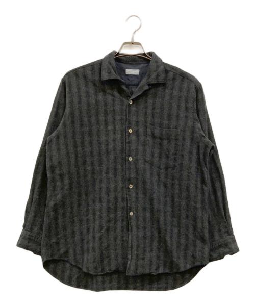 COMME des GARCONS HOMME（コムデギャルソン オム）COMME des GARCONS HOMME (コムデギャルソン オム) ウール×ナイロン オープンカラーシャツ グレー サイズ:不明(実寸参照)の古着・服飾アイテム
