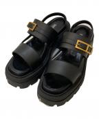 sergio rossiセルジオロッシ）の古着「バックスリングチャンキーヒールサンダル」｜ブラック