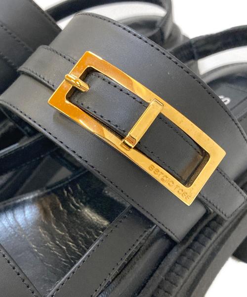 sergio rossi（セルジオロッシ）sergio rossi (セルジオロッシ) バックスリングチャンキーヒールサンダル ブラック サイズ:38の古着・服飾アイテム