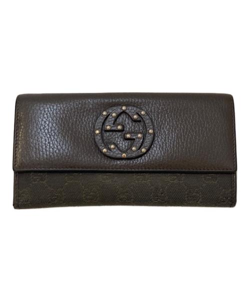 GUCCI（グッチ）GUCCI (グッチ) コンチネンタル インターロッキングG ロングウォレット ブラックの古着・服飾アイテム