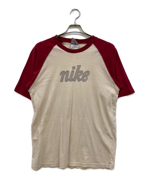 NIKE（ナイキ）NIKE (ナイキ) ラグランTシャツ ベージュ×レッド サイズ:Ｍの古着・服飾アイテム