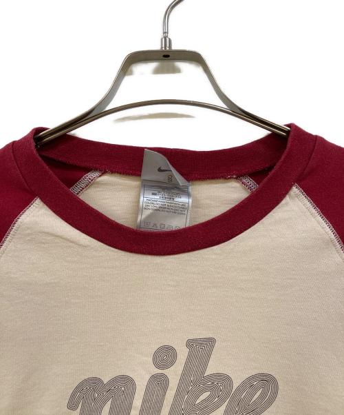 NIKE（ナイキ）NIKE (ナイキ) ラグランTシャツ ベージュ×レッド サイズ:Ｍの古着・服飾アイテム