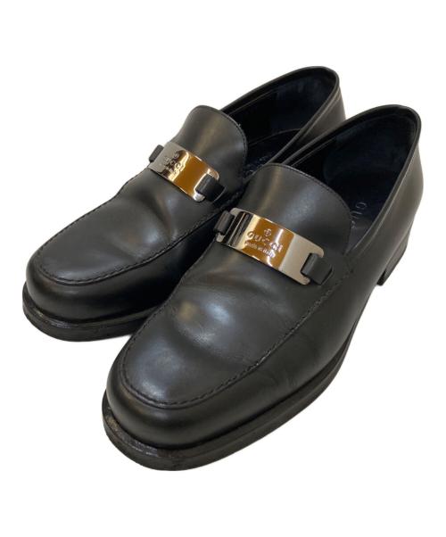 GUCCI（グッチ）GUCCI (グッチ) ロゴプレート コインローファー ブラック サイズ:36 1/2の古着・服飾アイテム