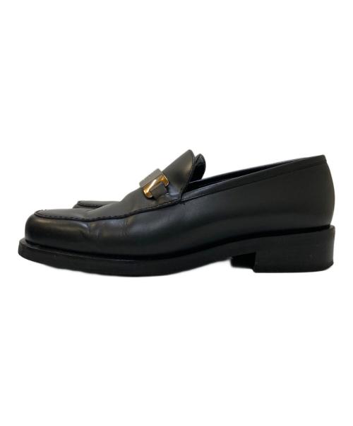 GUCCI（グッチ）GUCCI (グッチ) ロゴプレート コインローファー ブラック サイズ:36 1/2の古着・服飾アイテム