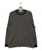 Graphpaperグラフペーパー）の古着「Wool Border L/S Tee」｜ホワイト×ブラック