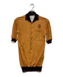 Vivienne Westwood（ヴィヴィアンウエストウッド）の古着「エンジェル×オーブ刺繍 ニットポロシャツ」｜ベージュ