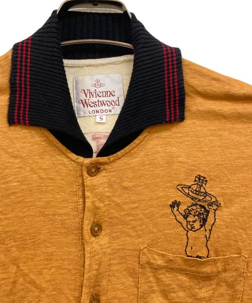 Vivienne Westwood（ヴィヴィアンウエストウッド）Vivienne Westwood (ヴィヴィアンウエストウッド) エンジェル×オーブ刺繍 ニットポロシャツ ベージュ サイズ:Sの古着・服飾アイテム