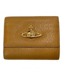 Vivienne Westwood（ヴィヴィアンウエストウッド）の古着「ビッグオーブ がま口三つ折り財布」｜キャメル