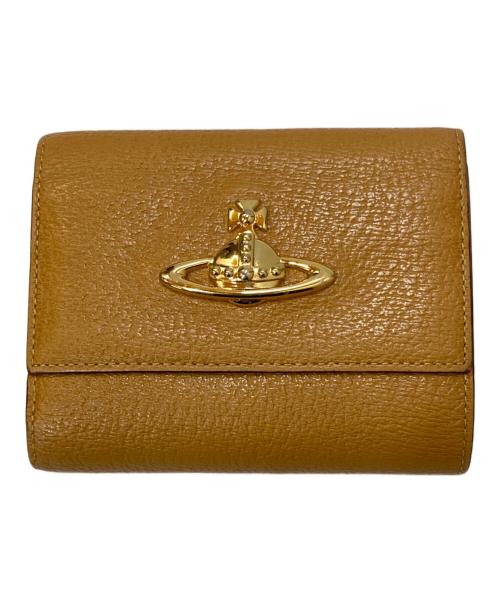Vivienne Westwood（ヴィヴィアンウエストウッド）Vivienne Westwood (ヴィヴィアンウエストウッド) ビッグオーブ がま口三つ折り財布 キャメルの古着・服飾アイテム