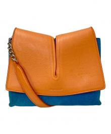 JIL SANDER（ジルサンダー）の古着「VIEW SMALL SUEDE AND LEATHER CROSS BODY BAG」｜ブルー×オレンジ