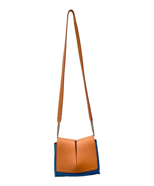 JIL SANDER（ジルサンダー）JIL SANDER (ジルサンダー) VIEW SMALL SUEDE AND LEATHER CROSS BODY BAG ブルー×オレンジの古着・服飾アイテム