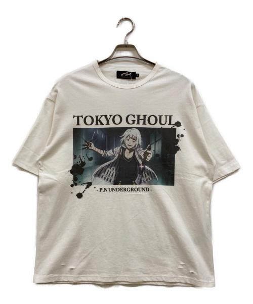 P.N.UNDERGROUND（サイコ・ネーション・アンダーグラウンド）P.N.UNDERGROUND (サイコ・ネーション・アンダーグラウンド) 東京喰種 (トーキョーグール) 鈴屋什造 ダメージTEE ホワイト サイズ:Ｍ 未使用品の古着・服飾アイテム