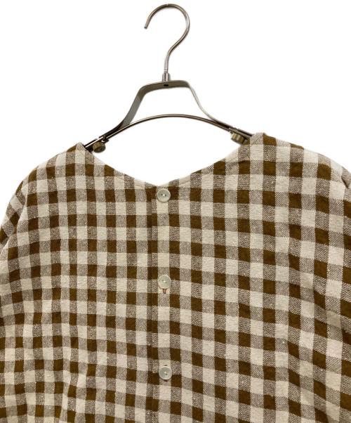 BEARDSLEY（ビアズリー）BEARDSLEY (ビアズリー) ブラウンギンガムチェックブラウス ベージュ サイズ:F 未使用品の古着・服飾アイテム