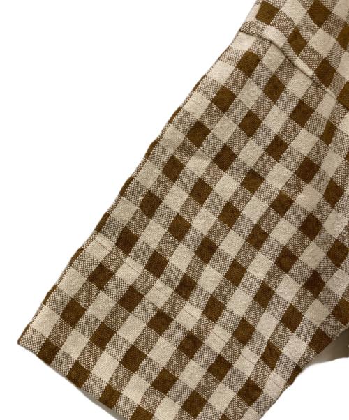 BEARDSLEY（ビアズリー）BEARDSLEY (ビアズリー) ブラウンギンガムチェックブラウス ベージュ サイズ:F 未使用品の古着・服飾アイテム