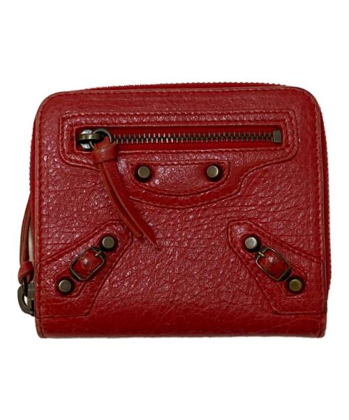 BALENCIAGA（バレンシアガ）BALENCIAGA (バレンシアガ) CLASSIC BILLFOLD ZIP 2つ折りレザー財布 レッドの古着・服飾アイテム