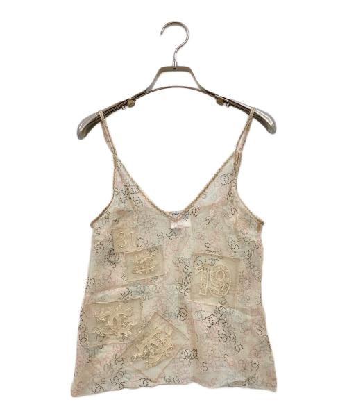 CHANEL（シャネル）CHANEL (シャネル) ココマーク 総柄 レースキャミソール ベージュ サイズ:34の古着・服飾アイテム