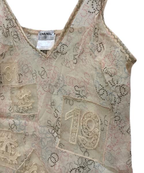 CHANEL（シャネル）CHANEL (シャネル) ココマーク 総柄 レースキャミソール ベージュ サイズ:34の古着・服飾アイテム