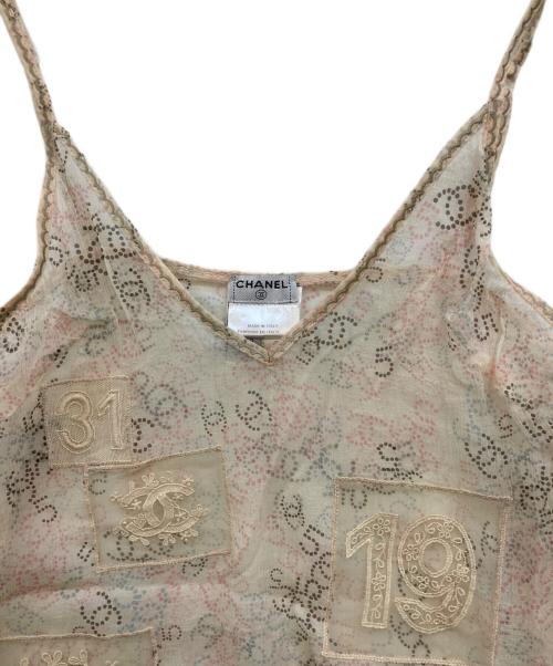 CHANEL（シャネル）CHANEL (シャネル) ココマーク 総柄 レースキャミソール ベージュ サイズ:34の古着・服飾アイテム