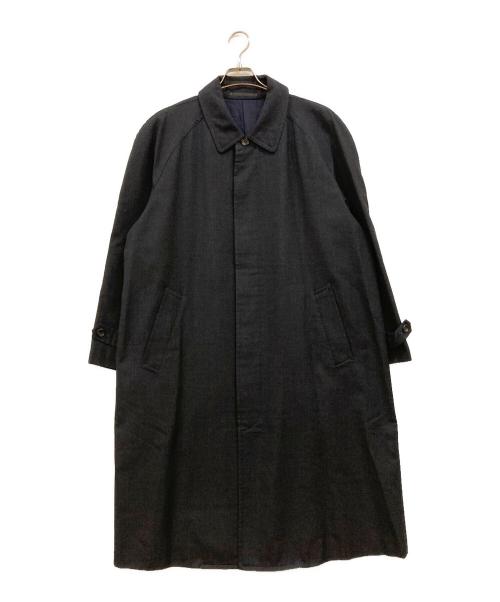 COMME des GARCONS HOMME DEUX（コムデギャルソン オム ドゥ）COMME des GARCONS HOMME DEUX (コムデギャルソン オム ドゥ) チェック ウールステンカラーコート ブラック サイズ:Ｍの古着・服飾アイテム