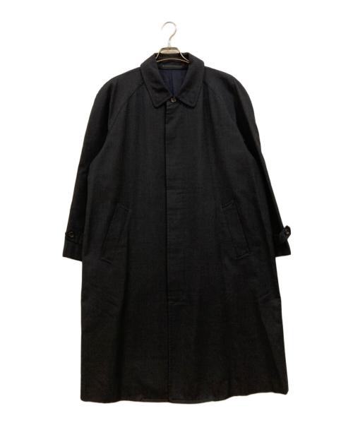 COMME des GARCONS HOMME DEUX（コムデギャルソン オム ドゥ）COMME des GARCONS HOMME DEUX (コムデギャルソン オム ドゥ) チェック ウールステンカラーコート ブラック サイズ:Ｍの古着・服飾アイテム
