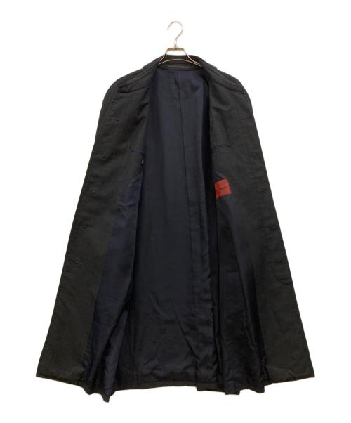 COMME des GARCONS HOMME DEUX（コムデギャルソン オム ドゥ）COMME des GARCONS HOMME DEUX (コムデギャルソン オム ドゥ) チェック ウールステンカラーコート ブラック サイズ:Ｍの古着・服飾アイテム