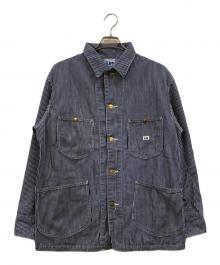 LEE（リー）の古着「ヒッコリーカバーオール」｜ホワイト×ブルー