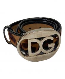 DOLCE & GABBANA（ドルチェ＆ガッバーナ）の古着「ロゴバックル ハラコレザーベルト」｜ブラウン