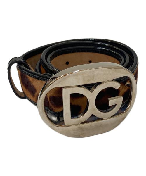 DOLCE & GABBANA（ドルチェ＆ガッバーナ）DOLCE & GABBANA (ドルチェ＆ガッバーナ) ロゴバックル ハラコレザーベルト ブラウン サイズ:90㎝-36inchの古着・服飾アイテム