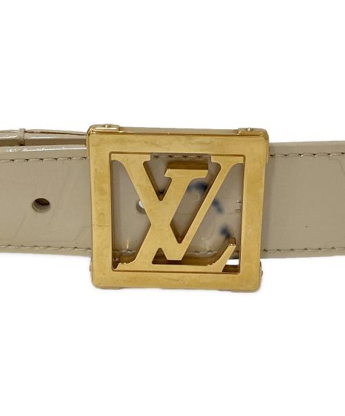 LOUIS VUITTON（ルイ ヴィトン）LOUIS VUITTON (ルイ ヴィトン) ロゴバックル モノグラム ヴェルニ レザーベルト ベージュ サイズ:90㎝-36inchの古着・服飾アイテム
