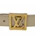 中古・古着 LOUIS VUITTON (ルイ ヴィトン) ロゴバックル モノグラム ヴェルニ レザーベルト ベージュ サイズ:90㎝-36inch：8000円
