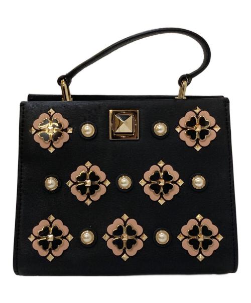 Kate Spade（ケイトスペード）Kate Spade (ケイトスペード) ハートスタッズ 2WAYレザーショルダーバッグ ブラックの古着・服飾アイテム