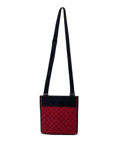 GUCCI（グッチ）GUCCI (グッチ) GGキャンバス ショルダーバッグ レッドの古着・服飾アイテム