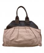 MARNIマルニ）の古着「レザー切替 バイカラートートバッグ」｜ブラウン×ピンク