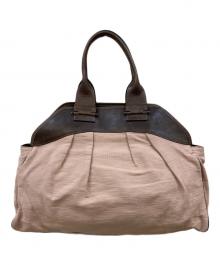 MARNI（マルニ）の古着「レザー切替 バイカラートートバッグ」｜ブラウン×ピンク