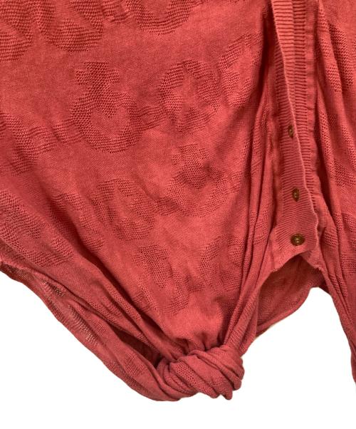 Vivienne Westwood RED LABEL（ヴィヴィアンウエストウッドレッドレーベル）Vivienne Westwood RED LABEL (ヴィヴィアンウエストウッドレッドレーベル) オーブ総柄 透かし編み変形ニットカーディガン レッド サイズ:1の古着・服飾アイテム