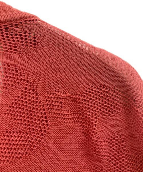 Vivienne Westwood RED LABEL（ヴィヴィアンウエストウッドレッドレーベル）Vivienne Westwood RED LABEL (ヴィヴィアンウエストウッドレッドレーベル) オーブ総柄 透かし編み変形ニットカーディガン レッド サイズ:1の古着・服飾アイテム