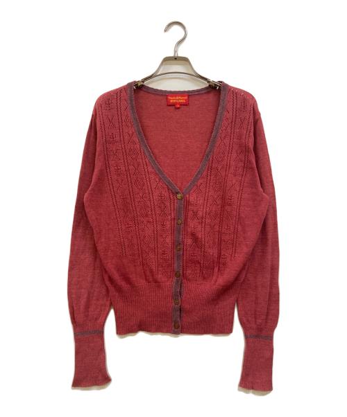 Vivienne Westwood RED LABEL（ヴィヴィアンウエストウッドレッドレーベル）Vivienne Westwood RED LABEL (ヴィヴィアンウエストウッドレッドレーベル) オーブボタン ニットカーディガン レッド サイズ:3の古着・服飾アイテム